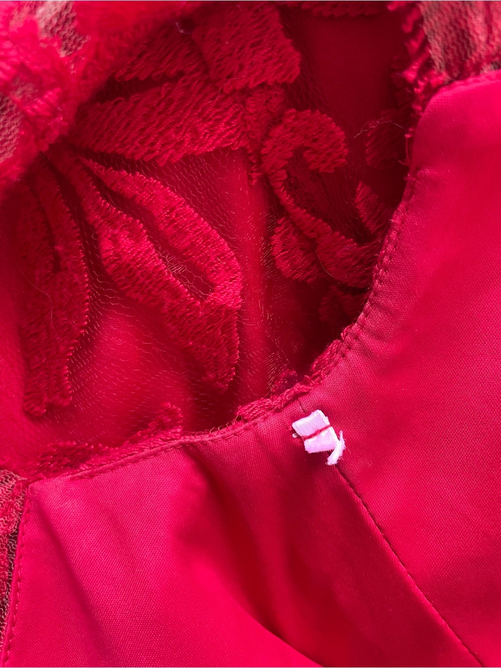 Tadashi Shoji Red Floral Lace Illusion Neck Sheath Dress Size 10 - Picture 9 of 11